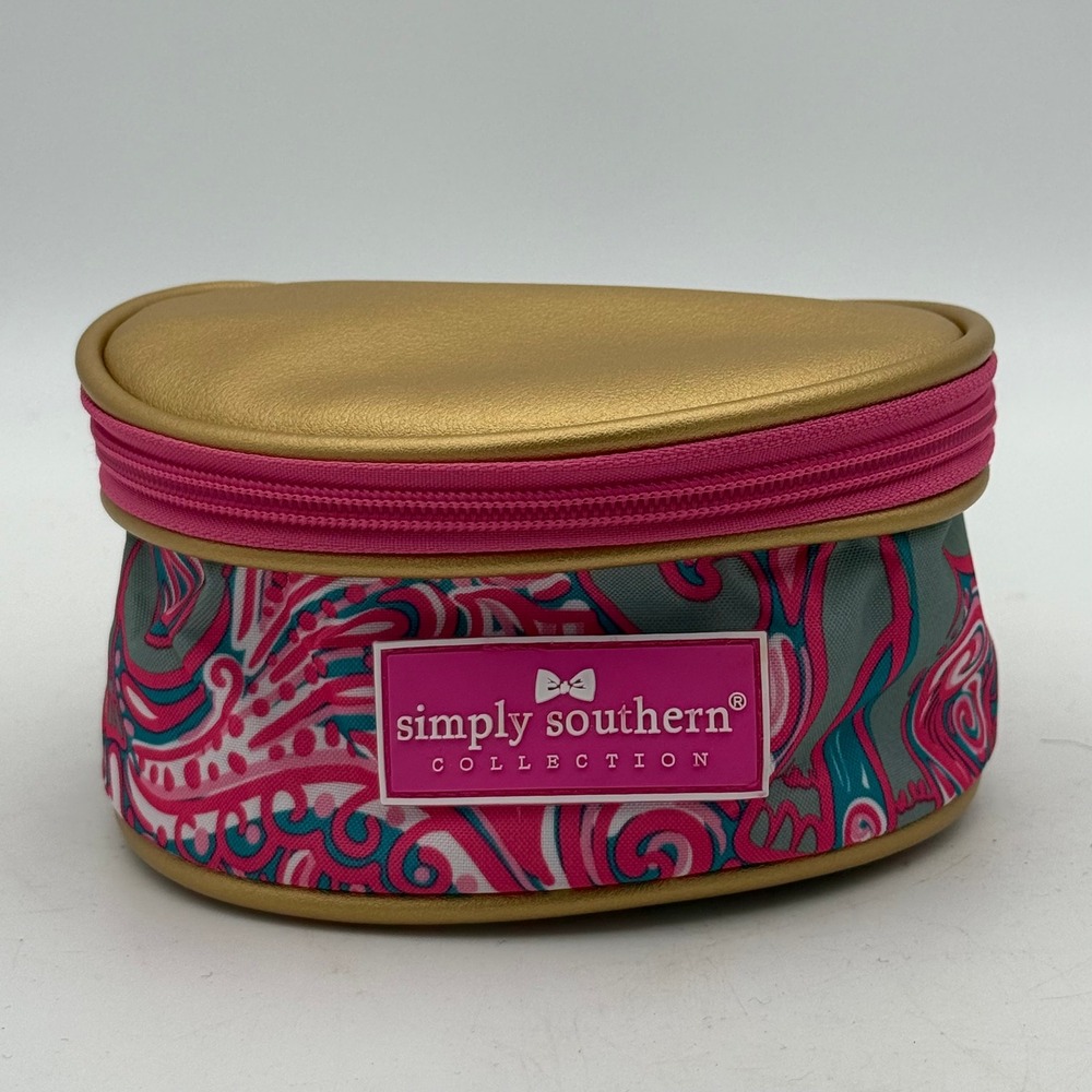 Simply Southern Collection Elephant Paisley Cosmetic Bag Gold Pink Travel Case
